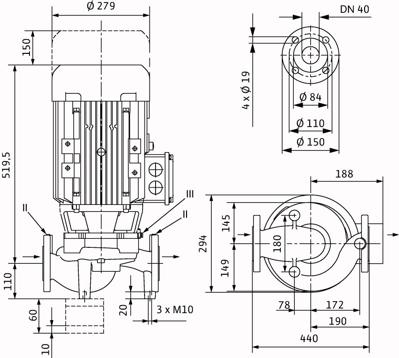 IPL 40/195-7.5/2 PN 10 | Pompa de incalzire | Circulatie - imagine 3